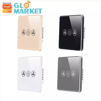 Tuya Smart Wifi Fan Switch الاتحاد الأوروبي Standard Glass Touch Wall Wireless Remote Control