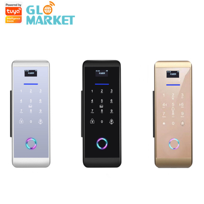 Glomarket Smart Tuya Wifi زجاج الباب قفل بصمة لوحة المفاتيح الرقمية قفل بكلمة مرور ربط ذكي عن بعد فتح