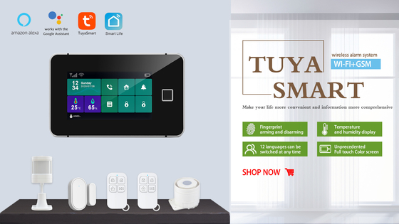 أنظمة الأمن المنزلي Tuya GSM بشاشة تعمل باللمس 850/900/1800/1900 ميجا هرتز
