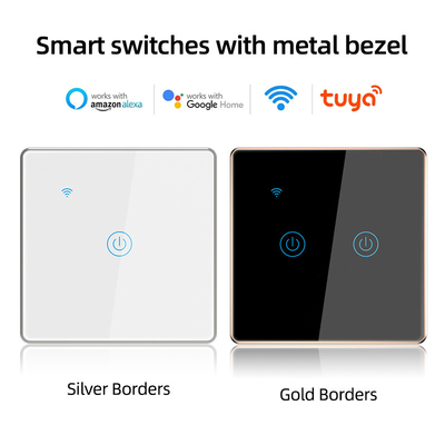 إطار معدني Tuya Smart Switch 600W 2 Gang Touch Dimmer App التحكم الصوتي