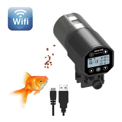 جهاز تغذية الأسماك التلقائي الذكي بشاشة LCD 200 مل مزود بخاصية الواي فاي ووحدة تغذية حوض السمك بنفايات