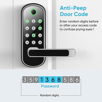 قفل باب مقاوم للماء ببصمة الإصبع Tuya Wifi Remote Control Code Smart