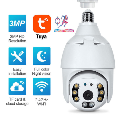 3MP WIFI Bulb IP Camera للرؤية الليلية PTZ Security Camera CCTV Video Surveillance