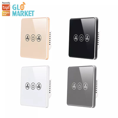 Glomarket Tuya Smart Wifi Fan Switch الاتحاد الأوروبي Standard Glass Touch Wall Wireless Remote Control