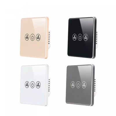 Tuya Smart Wifi Fan Switch الاتحاد الأوروبي Standard Glass Touch Wall Wireless Remote Control