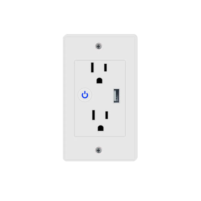 Tuya 2.4GHz Wifi Wall Outlet Electrical Smart Plug Socket مع 1 USB Port