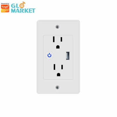 Tuya 2.4GHz Wifi Wall Outlet Electrical Smart Plug Socket مع 1 USB Port