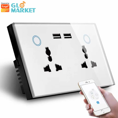 Tuya Smart Home WiFi Switch جدار مزدوج المقبس مراقبة تيار USB مقبس شاحن