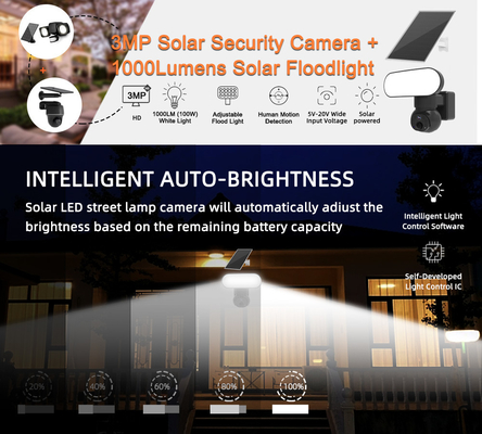Smart Floodlight Wifi 4G Camera الأمن الشمسي 3MP تتبع الحركة اتجاهين كاميرا الصوت