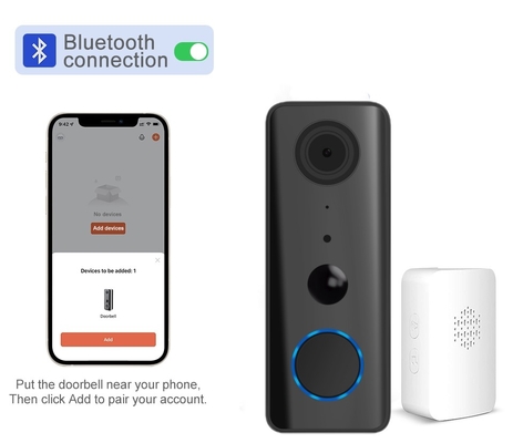 Tuay Smart Audio Doorbell Wifi HD 1080p IP65 مقاوم للماء PIR بطارية مدمجة في اتجاهين