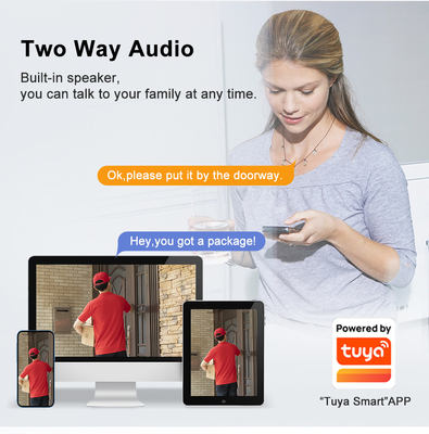 Tuay Smart Audio Doorbell Wifi HD 1080p IP65 مقاوم للماء PIR بطارية مدمجة في اتجاهين