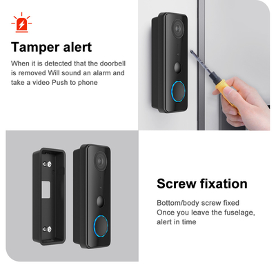 Tuay Smart Audio Doorbell Wifi HD 1080p IP65 مقاوم للماء PIR بطارية مدمجة في اتجاهين