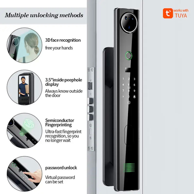 4200mah بطارية ليتيم كبيرة قفل باب ذكي مع كاميرا مراقبة عين القط