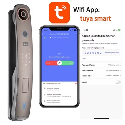 قفل الباب الذكي مع الكاميرا بصمة أصابع رقمية أقفال أمنية أوتوماتيكية بالكامل