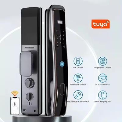 الماركت الكاملة التلقائية Tuya Wifi قفل الباب الذكي التحكم بالهاتف المحمول إصبع الوصف الرقمي القفل الذكي مع الكاميرا