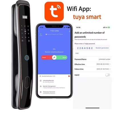 الماركت الكاملة التلقائية Tuya Wifi قفل الباب الذكي التحكم بالهاتف المحمول إصبع الوصف الرقمي القفل الذكي مع الكاميرا