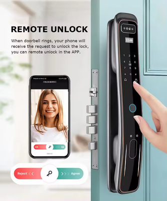 الماركت الكاملة التلقائية Tuya Wifi قفل الباب الذكي التحكم بالهاتف المحمول إصبع الوصف الرقمي القفل الذكي مع الكاميرا