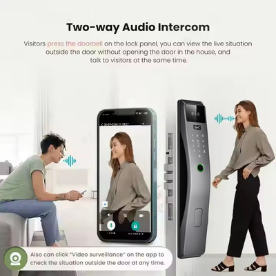 قفل الباب الذكي 3D التعرف على الوجه تويا في الوقت الحقيقي الفيديو إنتركوم واي فاي قفل الباب الذكي مع طباعة النخيل