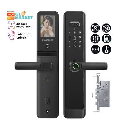 غلوماركت تويا Wifi Smart Lock ألومنيوم باب خشبي التعرف على الوجه بصمة اليد البيومترية بصمة اليد الرقمية القفل الذكي
