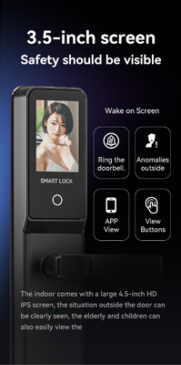 غلوماركت تويا Wifi Smart Lock ألومنيوم باب خشبي التعرف على الوجه بصمة اليد البيومترية بصمة اليد الرقمية القفل الذكي
