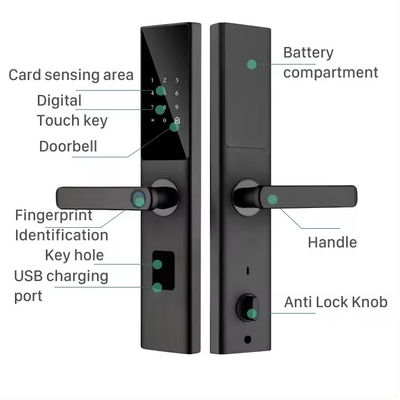 قفل الباب الرقمي الرقمي RFID IC Card تطبيق الهاتف الذكي فتح البصمة البيومترية القفل الذكي