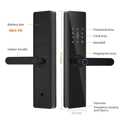 غلوماركت تويا TTlock بصمة الاصبع رقمية كلمة مرور شقة غرفة منزلية أمن Cerraduras Inteligentes قفل الباب الخشبي الذكي