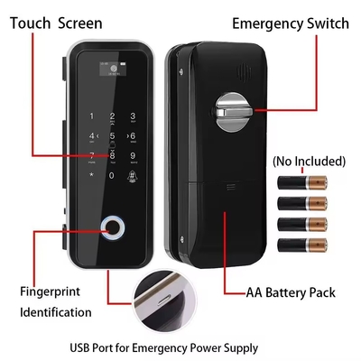 غلو ماركت Smart Tuya Wifi قفل الباب الزجاجي بصمة الاصبع لوحة المفاتيح الرقمية كلمة المرور قفل ربط ذكي فتح عن بعد