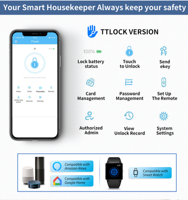 غلوماركت تويا تيتلوك Smart Digital Keyless Door Lock سلندر المزيج كلمة مرور وبطاقة إلكترونية القفل سلندرات القفل الذكي