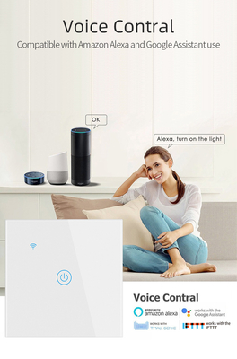 Glomarket EU 1/2/3/4 غانغ تويا Smart Switch Light Alexa Voice Control Touch Glass Wall Wireless WiFi المفتاح الكهربائي