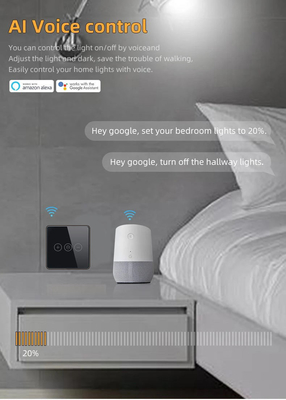 Glomarket Tuya Wifi Smart Switch لوحة زجاجية زجاجية لاسلكية تعمل باللمس على الحائط مفتاح ذكي باهت واي فاي ضوء للمنزل الذكي