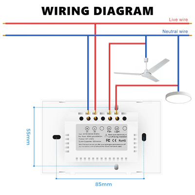 غلوماركت تويا Wifi Fan Light Switch Touch 3 In 1 Switch 5 Speed Adjustment Ceiling Fan Switch For Alexa جوجل هوم