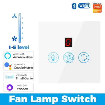 غلوماركت تويا Wifi Fan Light Switch Touch 3 In 1 Switch 5 Speed Adjustment Ceiling Fan Switch For Alexa جوجل هوم