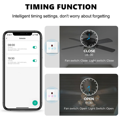 غلوماركت تويا Wifi Fan Light Switch Touch 3 In 1 Switch 5 Speed Adjustment Ceiling Fan Switch For Alexa جوجل هوم