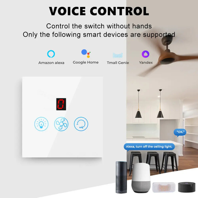 غلوماركت تويا Wifi Fan Light Switch Touch 3 In 1 Switch 5 Speed Adjustment Ceiling Fan Switch For Alexa جوجل هوم