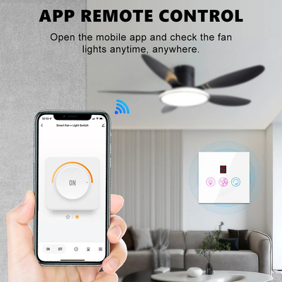 غلوماركت تويا Wifi Fan Light Switch Touch 3 In 1 Switch 5 Speed Adjustment Ceiling Fan Switch For Alexa جوجل هوم