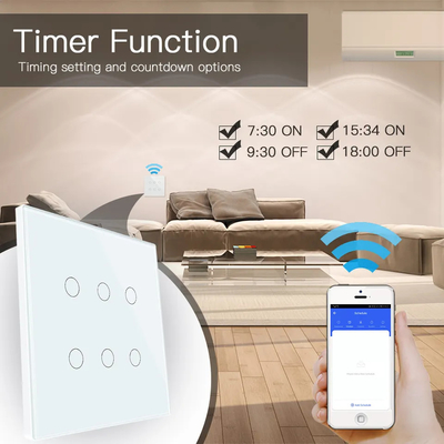 Glomarket Smart Wifi Brazil 118*124 Switch يعمل مع مساعد Google Alexa تويا Smart Light Switch للمنزل