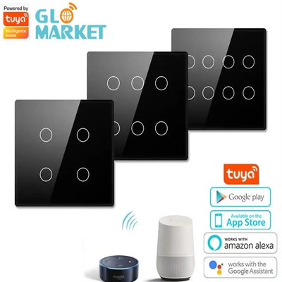 Glomarket Smart Wifi Brazil 118*124 Switch يعمل مع مساعد Google Alexa تويا Smart Light Switch للمنزل