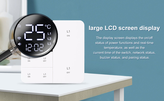 غلوماركت تويا واي فاي Smart Wall Light Switch 1/2/3 Gang Support Voice/app/touch Control مع شاشة عرض درجة الحرارة