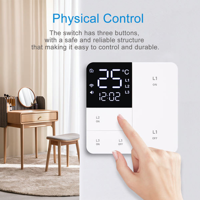 غلوماركت تويا واي فاي Smart Wall Light Switch 1/2/3 Gang Support Voice/app/touch Control مع شاشة عرض درجة الحرارة