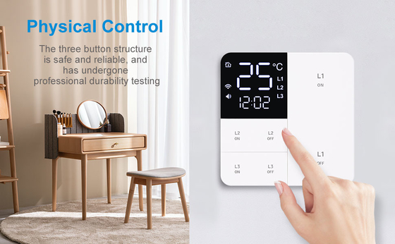 غلوماركت تويا واي فاي Smart Wall Light Switch 1/2/3 Gang Support Voice/app/touch Control مع شاشة عرض درجة الحرارة