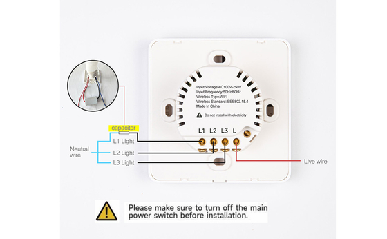 غلوماركت تويا واي فاي Smart Wall Light Switch 1/2/3 Gang Support Voice/app/touch Control مع شاشة عرض درجة الحرارة
