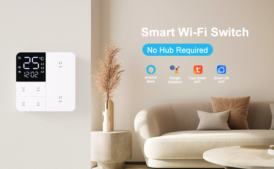 غلوماركت تويا واي فاي Smart Wall Light Switch 1/2/3 Gang Support Voice/app/touch Control مع شاشة عرض درجة الحرارة