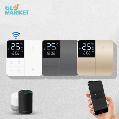 غلوماركت تويا واي فاي Smart Wall Light Switch 1/2/3 Gang Support Voice/app/touch Control مع شاشة عرض درجة الحرارة