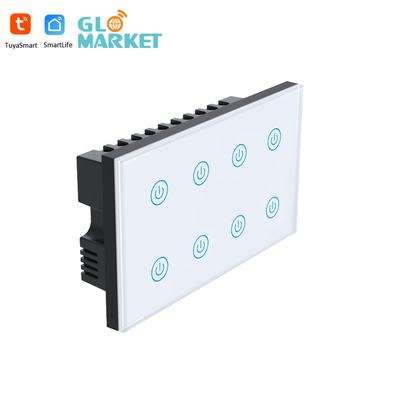 غلوماركت Smart Home 8 Gang Wall Switch US Standard Tuya Voice APP التحكم عن بعد اللاسلكي الحائط لمسة الضوء