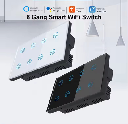 غلوماركت Smart Home 8 Gang Wall Switch US Standard Tuya Voice APP التحكم عن بعد اللاسلكي الحائط لمسة الضوء