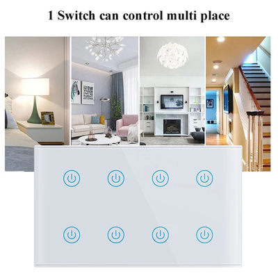 غلوماركت Smart Home 8 Gang Wall Switch US Standard Tuya Voice APP التحكم عن بعد اللاسلكي الحائط لمسة الضوء