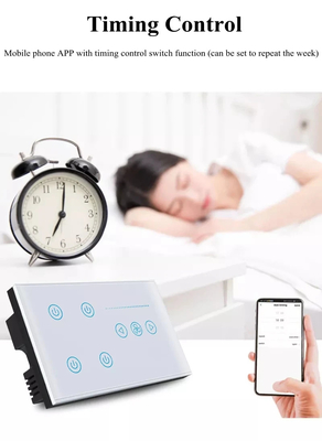 غلو ماركت تويا Smart Wall Touch Switch لوحة زجاجية للضوء الكهربائي ومحرك المروحة Smart Life Alexa Voice Control