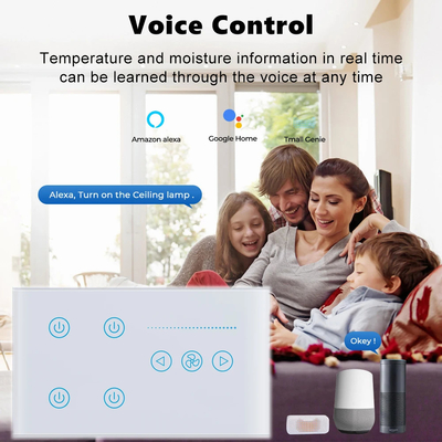 غلو ماركت تويا Smart Wall Touch Switch لوحة زجاجية للضوء الكهربائي ومحرك المروحة Smart Life Alexa Voice Control