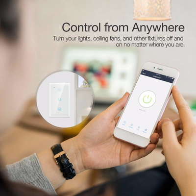 منتجات تصميم جديدة من Glomarket Tuya Smart Wifi Wall Switch Us عادي لوحة لمسة زجاجية ضوئية دعم مفتاح تطبيق التحكم عن بعد
