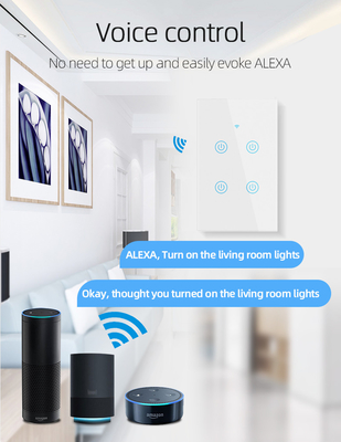 منتجات تصميم جديدة من Glomarket Tuya Smart Wifi Wall Switch Us عادي لوحة لمسة زجاجية ضوئية دعم مفتاح تطبيق التحكم عن بعد